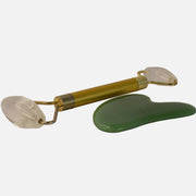 Clear Quartz Face Massager and Green Aventurine Gua Sha Love Rocks Face Massager